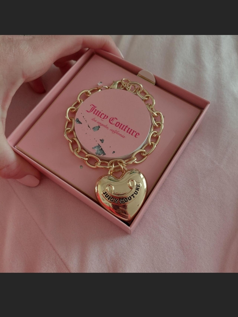 Juicy Couture Gold Heart Charm Link Bracelet